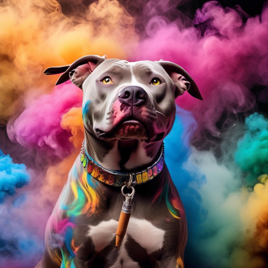 Dog with colorful background 