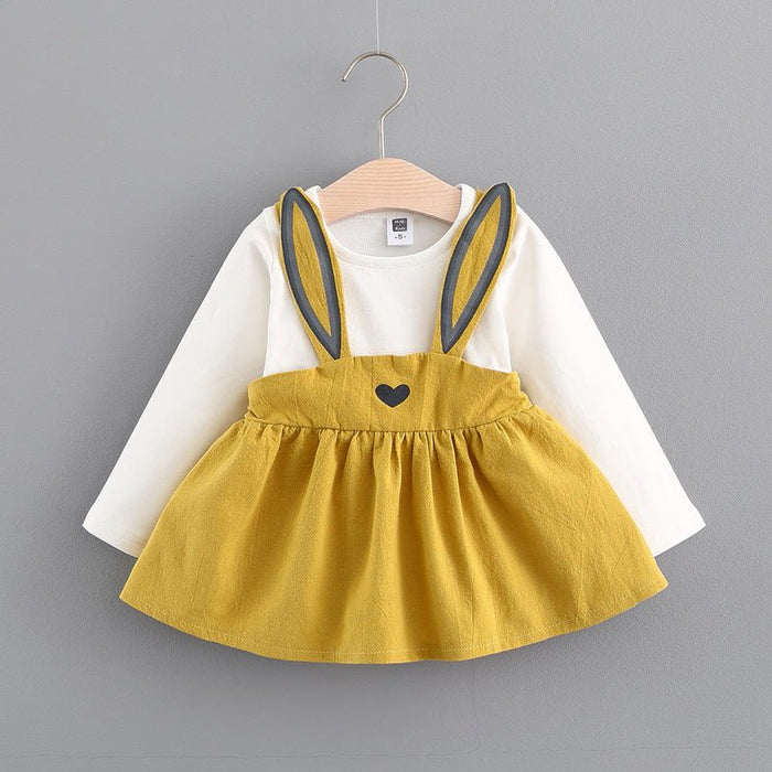 2021 autumn new Korean children's clothing, girls cute rabbit dress, baby baby princess dress 916 - Kannabliss Exotics