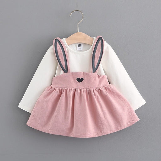 2021 autumn new Korean children's clothing, girls cute rabbit dress, baby baby princess dress 916 - Kannabliss Exotics