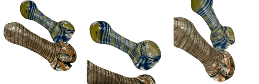 3” Small Striped Design Glass Hand Pipe Color May Vary (1 Pc) - Kannabliss Exotics