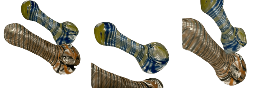 3” Small Striped Design Glass Hand Pipe Color May Vary (1 Pc) - Kannabliss Exotics