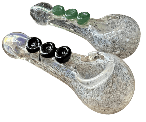 4” Large Color Changing Silver Fumed Frit with Marble Accents Handblown Glass Hand Pipe - Kannabliss Exotics