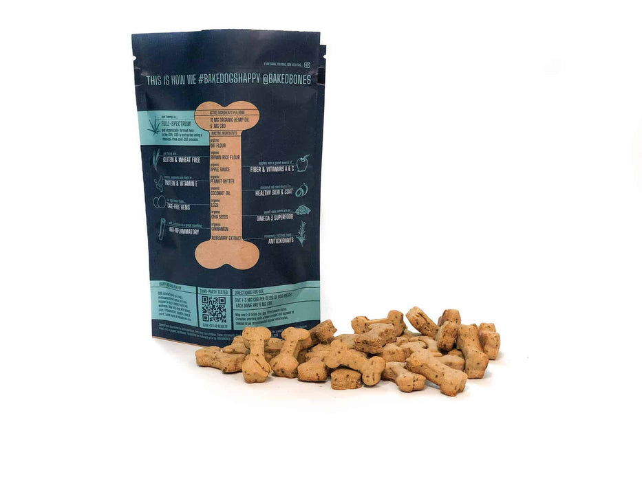 Baked Bones CBD Dog Treats – Peanut Butter & Apple Bones 180 MG - Kannabliss Exotics