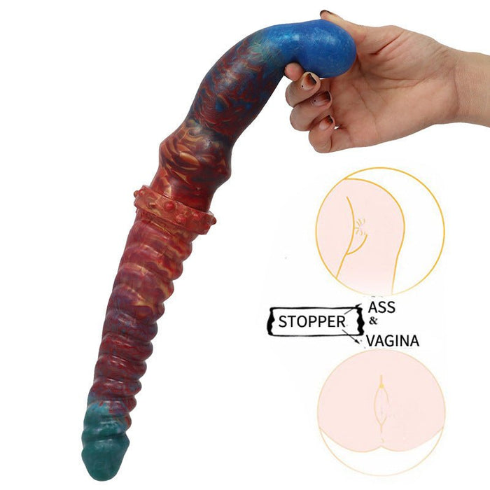 Color Double Head Dildo Fishbone Pattern Butt Plug For Women - Kannabliss Exotics