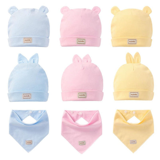 Cute Kids Hat Cap with Bibs Candy Solid Colors Boys Girls Baby Beanies Hats Cotton Born Baby Hat - Kannabliss Exotics