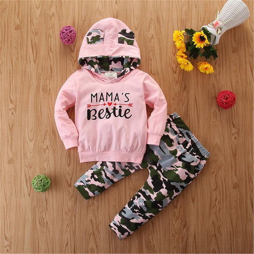 Girls Spring And Autumn Hooded Sweater Small Suit Ins Type Female Baby Camouflage 2 Piece Set - Kannabliss Exotics