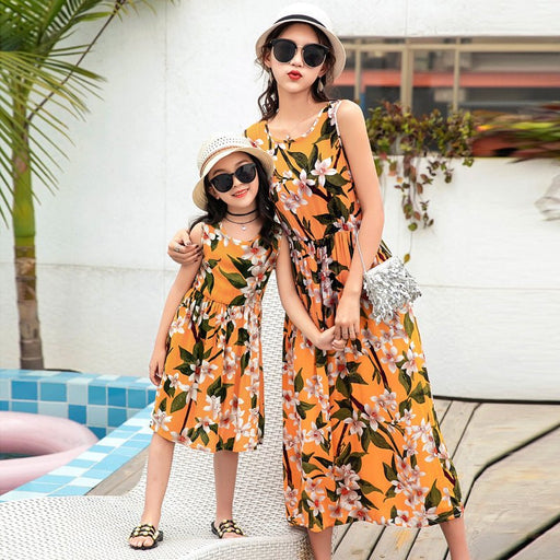 Mother And Daughter Vacation Beach Vest Long Skirt - Kannabliss Exotics