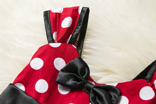 Sleeveless Vest Polka Dot Bow Princess Dress - Kannabliss Exotics