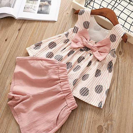 Summer Children Clothes Big Bow T - Shirt Shorts Clothing Set - Kannabliss Exotics