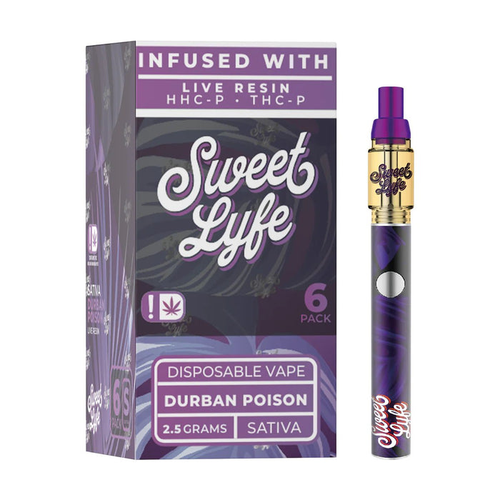 Sweet Life 2.5ml Disposable Vape Pen Infused with Live Resin HHC - P+THC - P - Durban Poison - Sativa - Kannabliss Exotics