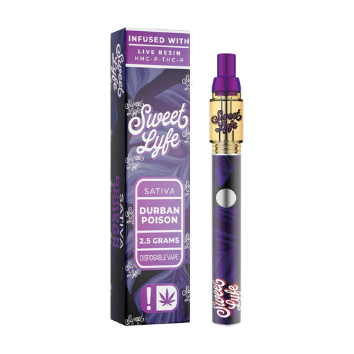 Sweet Life 2.5ml Disposable Vape Pen Infused with Live Resin HHC - P+THC - P - Durban Poison - Sativa - Kannabliss Exotics