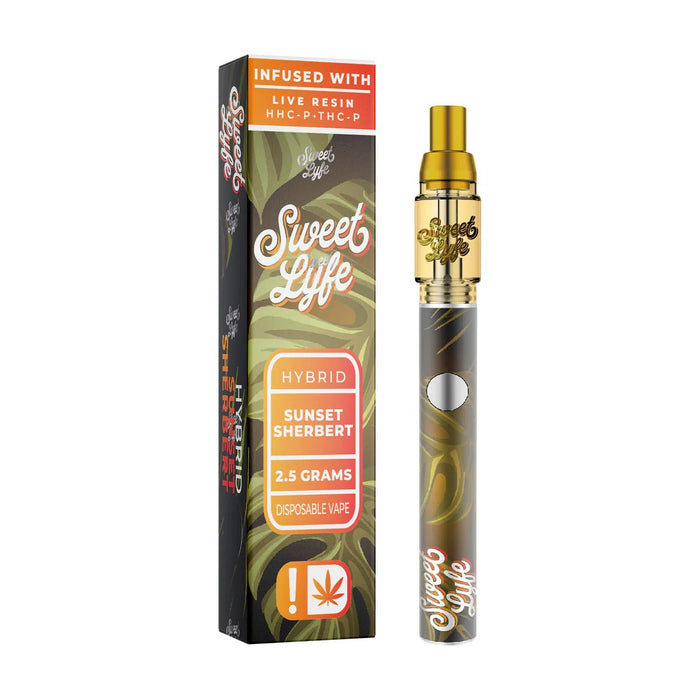 Sweet Life 2.5ml Disposable Vape Pen Infused with Live Resin HHC - P+THC - P - Sunset Sherbert - Hybrid - Kannabliss Exotics