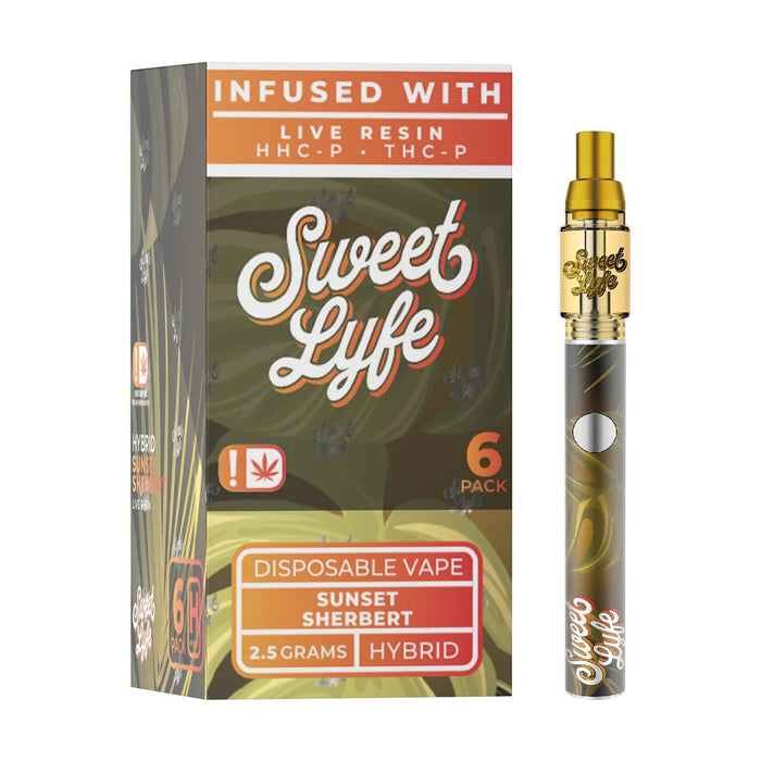 Sweet Life 2.5ml Disposable Vape Pen Infused with Live Resin HHC - P+THC - P - Sunset Sherbert - Hybrid - Kannabliss Exotics