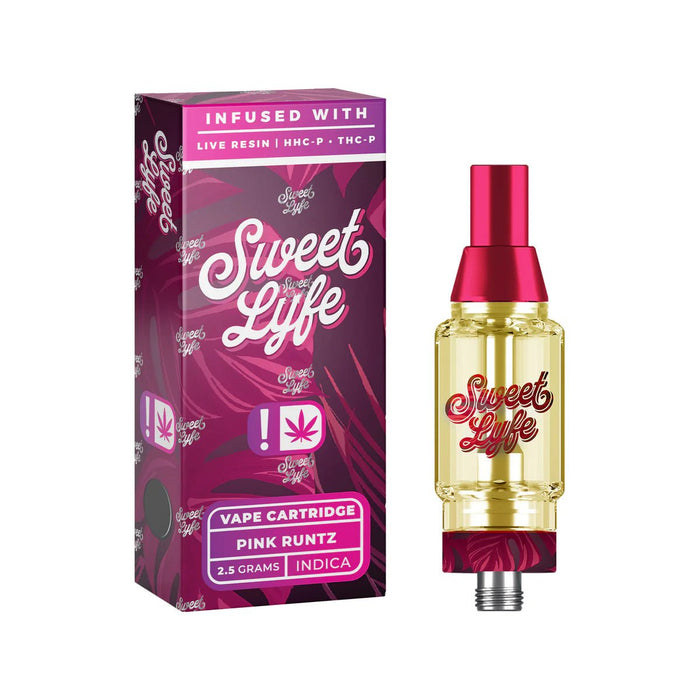 Sweet Life 2.5ml Vape Cartridges Infused with Live Resin HHC - P+THC - P - Pink Runtz - Indica - Kannabliss Exotics