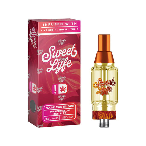 Sweet Life 2.5ml Vape Cartridges Infused with Live Resin HHC - P+THC - P - Watermelon Zkittles - Indica - Kannabliss Exotics