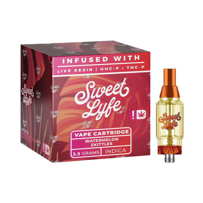 Sweet Life 2.5ml Vape Cartridges Infused with Live Resin HHC - P+THC - P - Watermelon Zkittles - Indica - Kannabliss Exotics